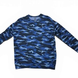 Athleta Studio to Street Pullover Sweatshirt Blue Black Camo Size S